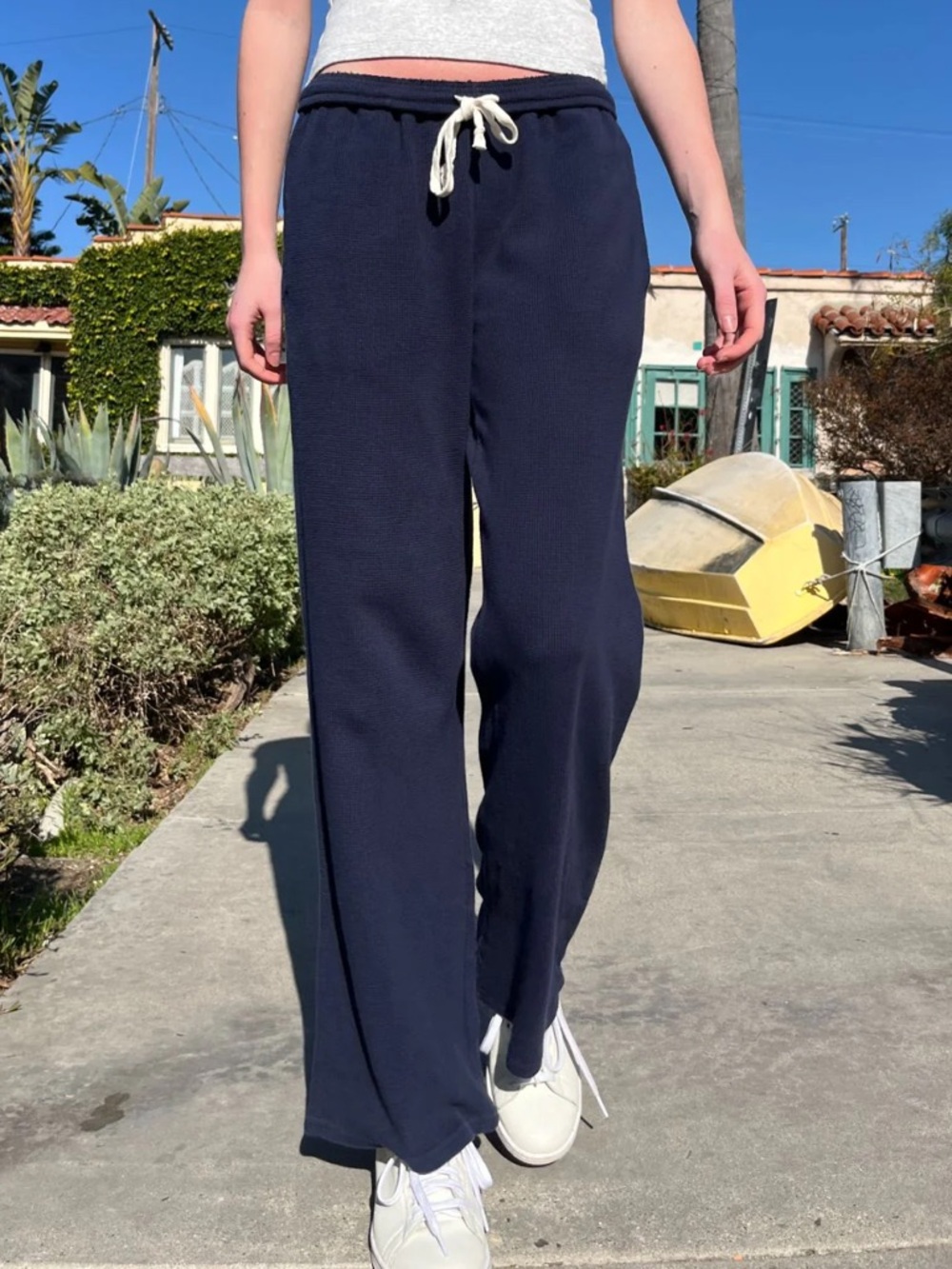 Brandy Melville Anastasia Waffle Sweatpants Navy